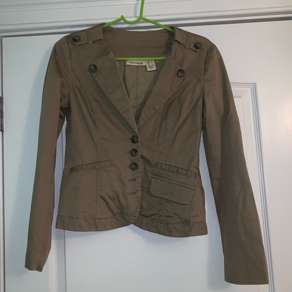 DKNY Jeans Olive Buttoned Olive Blazer. Size small